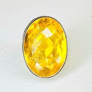 Vtg Oval Ring with Faux Yellow Tourmaline